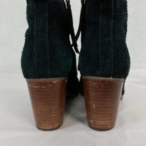 Toms Boots Womens Sz 9 Black Suede Block High Heel Ankle Round Toe Side Zip - Picture 3 of 7